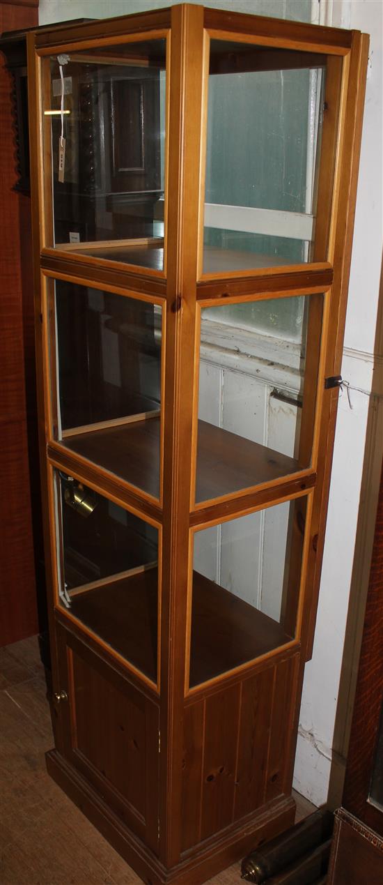 Glazed display cabinet fitted 3 shelves & cupboard